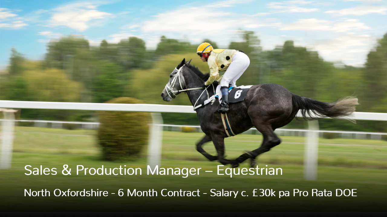 Sales and Production Manager Job in Equestrian Fixed Term Contract Vacancy in Bicester