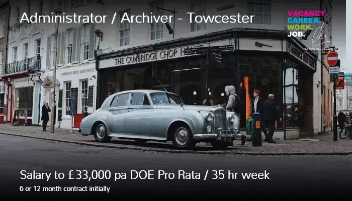 Administrator Archivist Job Vacancy Near Towcester Northamptonshire
