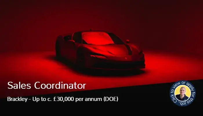 Sales Coordinator Job Vacancy in Brackley